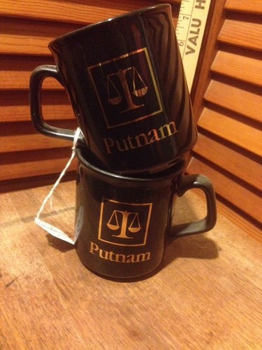 Vtg 70s 80s Putnam Scales Justice Law Coffee Mugs Tea Cups Black Advert England - 第 12/12 張圖片