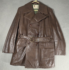 Lakeland Coat Womens Size 44 Brown Suede Leather Lining Pea Coat Heavy