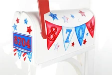 Mailbox Magnet Partial Cover 4th of July Banner with set of 4 Glitter Address No