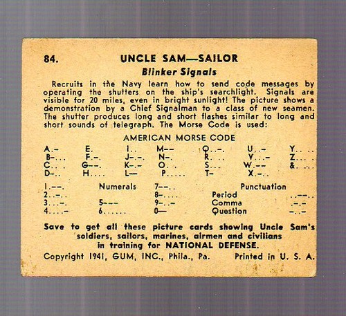 Uncle Sam Karte # 84 (1941) - Seemann - GUM, INC - Bild 2 von 2