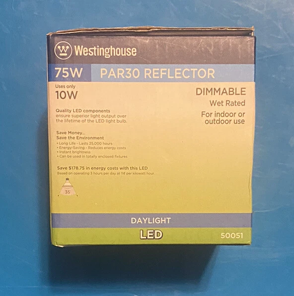 Westinghouse 75W Equivalent PAR30 Bright White Light LED Bulb Med-Base Dimmable - Image 4 of 4