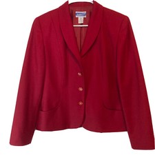 Pendleton Womens Size 12 Virgin Wool Fully Lined Made In USA Red Blazer Jacket