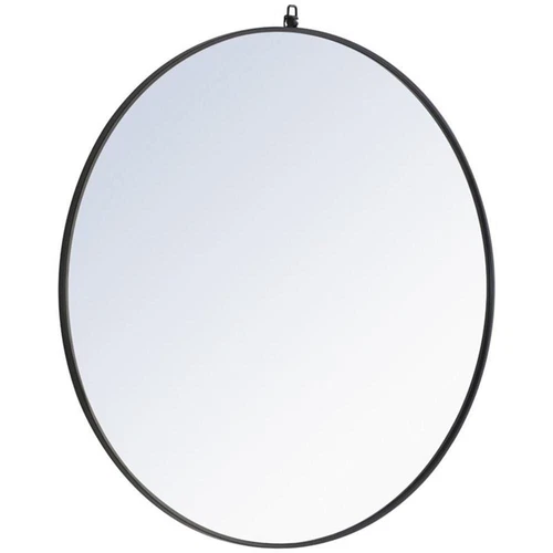 Elegant Decor Rowan 48" Round Metal Frame Hooked Mirror in Black - Picture 3 of 11