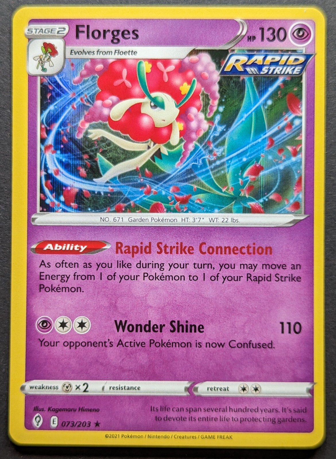 Florges 2021 Evolving Skies Holo Rare Pokemon Card 073/203 (NM)
