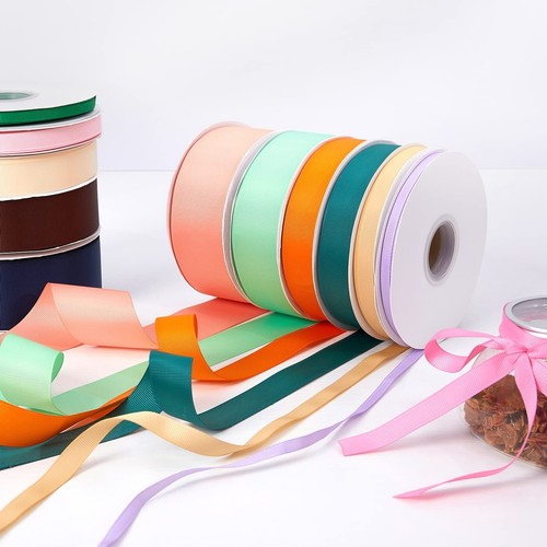 Gold 5/8" X 50 Yards Solid Color Double Faced Grosgrain Ribbon for Gifts Wrap... - Picture 2 of 7