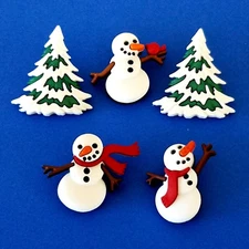 Dress It Up Let It Snow Trees Snowman Jesse James Button Embellishments