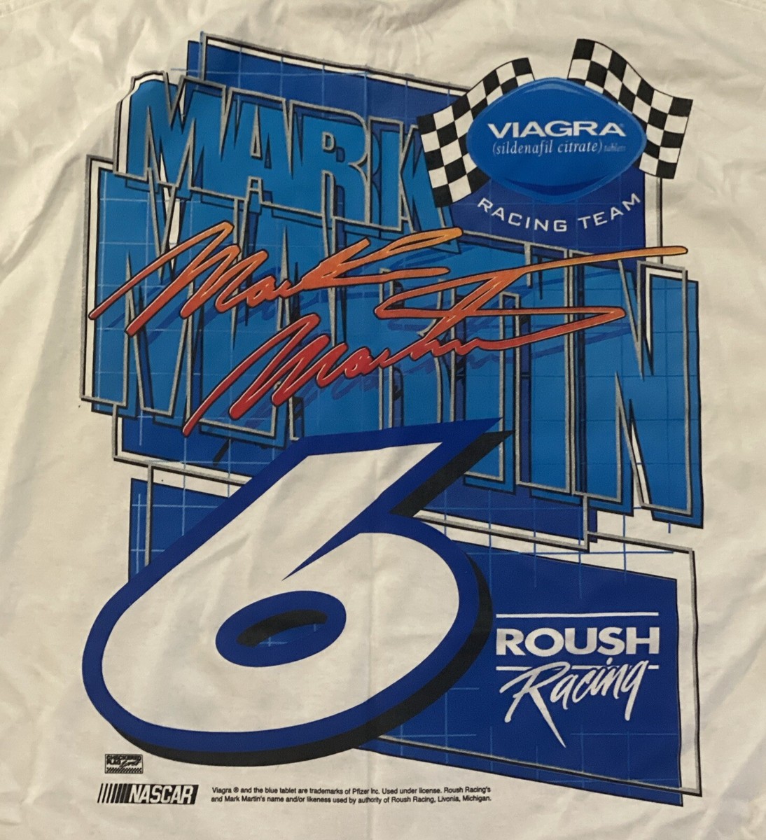 VINTAGE NASCAR T Shirt - AOP Mark Martin Pfizer Viagra Car VINTAGE NASCAR T Shirt - AOP Mark Martin Pfizer Viagra Car