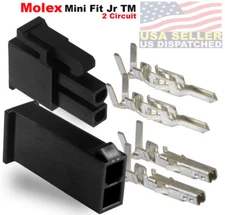 Molex 2 Pin Black Connector Pitch 4.20mm, .0165" w/18-24 AWG Pin Mini-Fit Jr ™