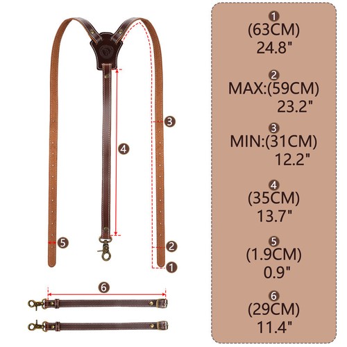 TOURBON Vintage Leder Y-Rücken Hosenträger Haken Anzug Hose für Abschluss Geschenk USA - Bild 5 von 24