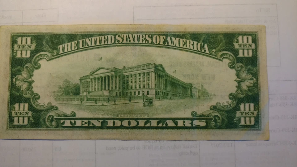 1929 National Currency Federal Reserve Bank of NEW YORK NEW YORK CRISP 10.00++++ - Image 4 of 4