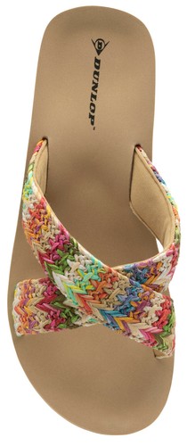 Damen-Sommersandalen Dunlop niedriger Keilabsatz Zehenpartie Urlaub Strand Flip Flops - Bild 19 von 37