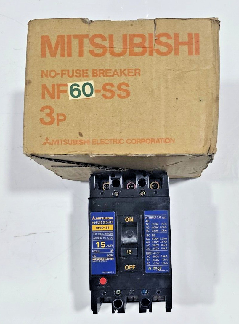 MITSUBISHI NF60-SS NO-FUSE CIRCUIT BREAKER 15AMP 3 POLE 600VAC