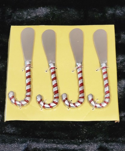 Godinger Candy Cane 4pc Spreaders Red Silver Butter Cheese Christmas 6" Gift Fun - Picture 5 of 5