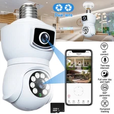 1080P HD IP Camara Bombilla PTZ De 360° Seguridad Inalambrica WiFi Para Casa US