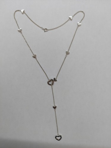 TIFFANY&CO STERLING SILVER HEART STATION LARIAT NECKLACE - Picture 9 of 9