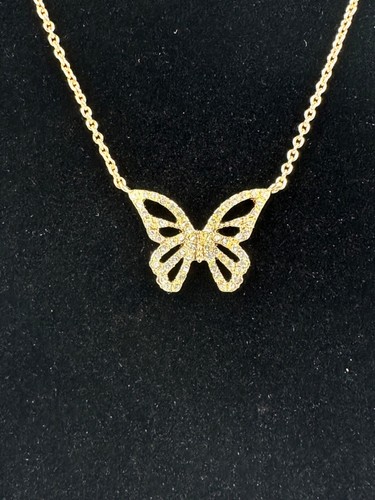Kate Spade Gold Toned Butterfly Pave Mini Pendant Necklace - Picture 2 of 4