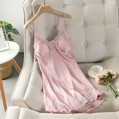 Women Lingerie Lace Patchwork Nightwear Robe Gown Sexy Satin V-Neck Home Gown - Bild 16 von 33
