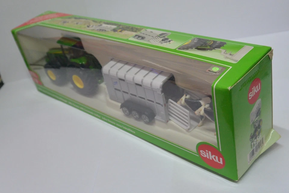Siku 1:50 Farmer John Deere Tractor W/Livestock Trailer & Cows # 1956 - Image 2 of 4