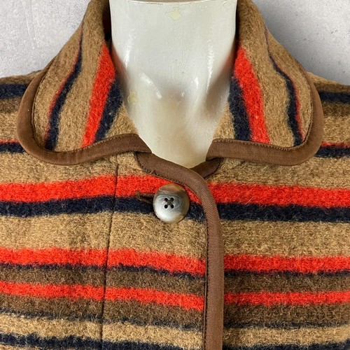 J. Jill Barn Jacket Small Chore Wool Pockets Stripe Southwest Brown Orange R2 - Picture 2 of 11