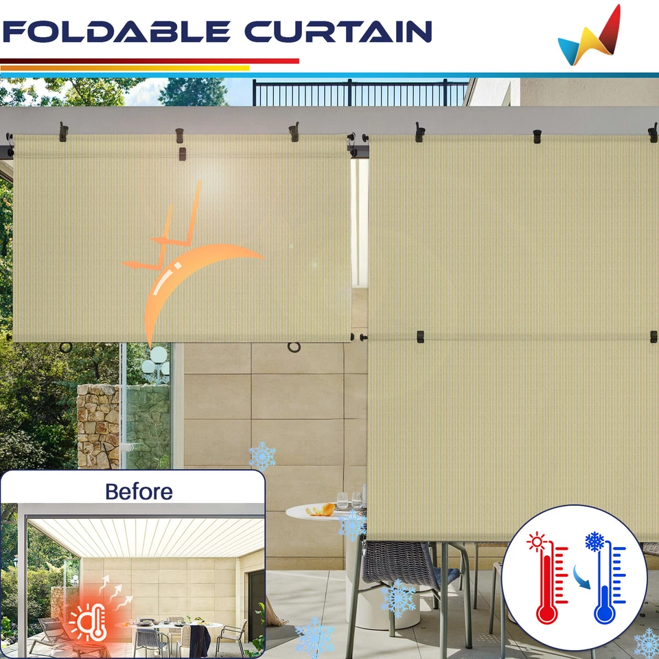Persiana enrollable plegable de tela UV anti inalámbrica para patio exterior porche Foto 4 de 4