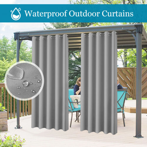 Wasserdichte Outdoor Vorhänge Thermo Vorhänge Verdunkelung für Terrasse Garten Öse - Bild 25 von 74