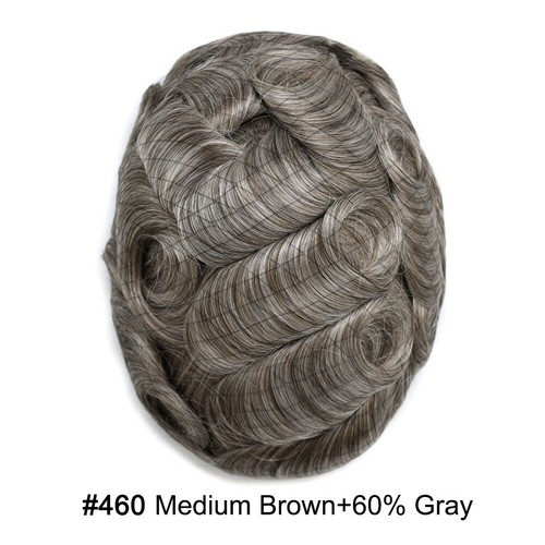 Mens Toupee Human Hair Systems Full Poly Thin Skin Hair Piece Replacement System - Picture 127 of 159