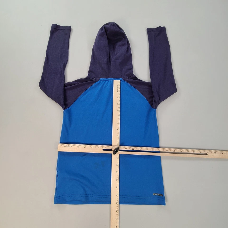 Hurley 毛衣男孩小号蓝色户外 Dri-Fit 长袖连帽衫儿童青少年 — 第 3/4 张图片