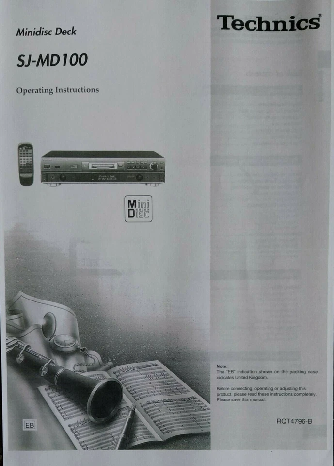 Technics SJ-MD100 Reproductor de Minidisco Grabadora Instrucciones de Funcionamiento - MANUAL DEL USUARIO