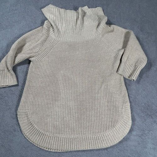 89th + Madison Metallic Turtleneck Sweater Chunky Knit Ribbed Holiday Party L/G