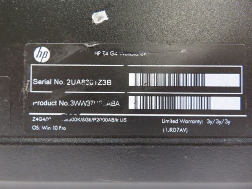 HP Z4 G4 Workstation Xeon W-2123 3.6GHz 8GB 512GB NVMe NVIDIA P2000 - COSM DMG - Picture 18 of 19
