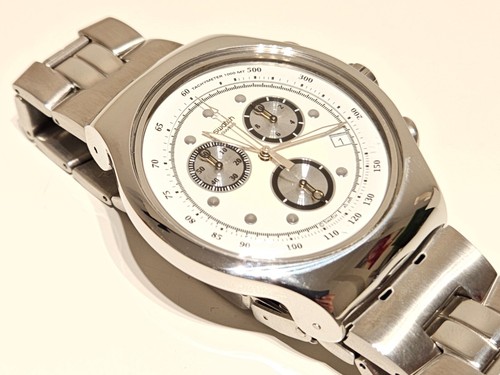 RETRO RARE BIG 47mm SPORT RACING MEN'S CHRONOGRAPH QUARTZ WATCH "SWATCH" IRONY - Picture 14 of 15