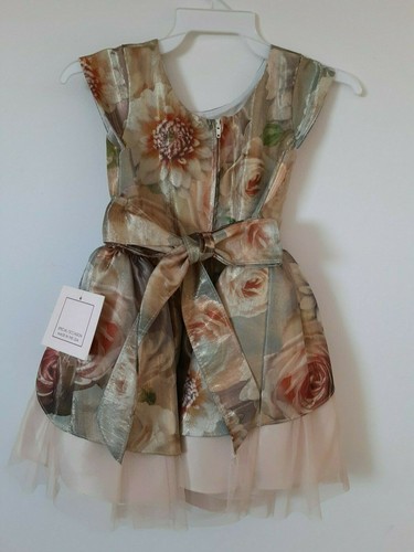 Sweet Kids Flower Girl Dress, Gold Floral Toddler Dress, Flower Girl dress - Picture 4 of 8