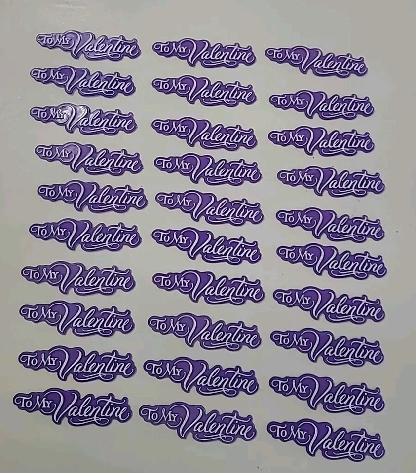 Valentine's Cake & Cupcake Topper Signs Crafts Purple NOS Lot Of 30 Vintage C - Image 2 of 4