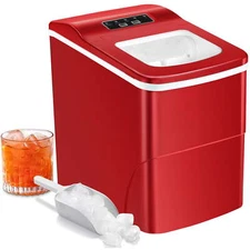 Ice Makers Countertop, 26lbs/24h Portable Bullet Cube Ice Machine, 9 pcs/6-8mins