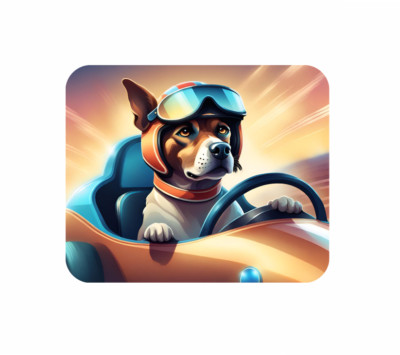 Mousepad Fahne Flagge Rennfahrer Hund Mauspad