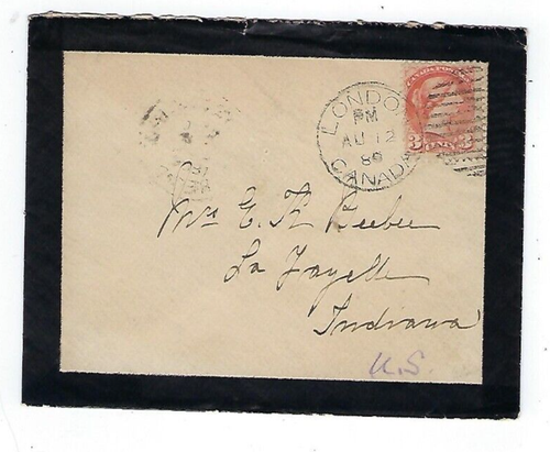 1886 London, Canada, Black Mourning Border, to Lafayette IN