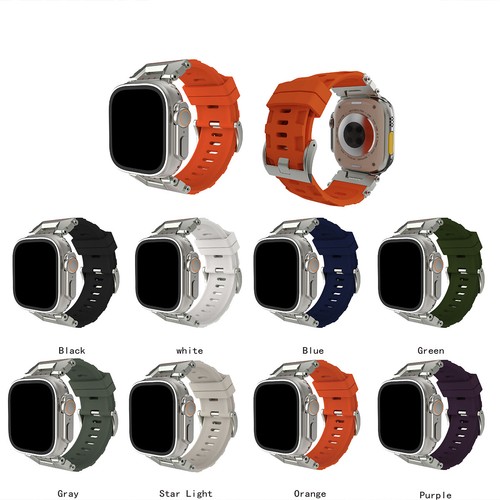 Sportowy silikonowy pasek do Apple Watch Series 42/44/45/46/49mm metalowy pasek bransoletka - Zdjęcie 6 z 22