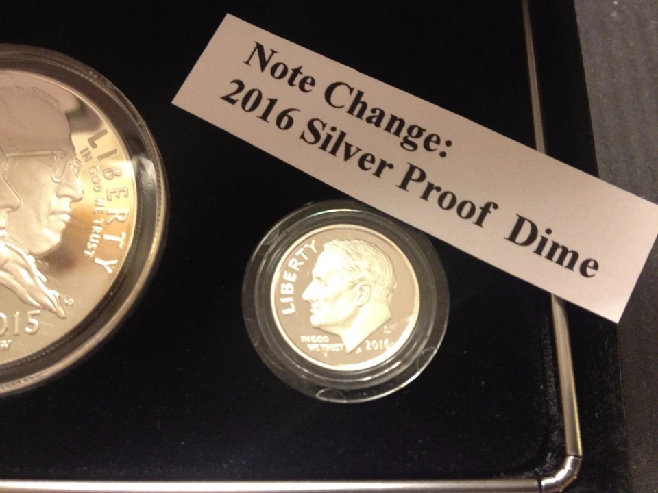 W March of Dimes Set 2015 Dollar 2014 S Clad & 90% Silver Proof Dime No Reverse - Image 4 of 4