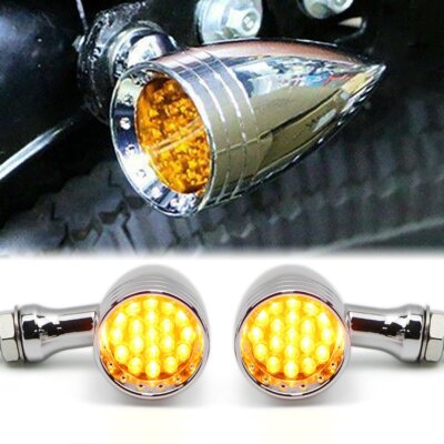 Motorcycle Amber LED Turn Signal Light Universal Indicator Lamp Chrome