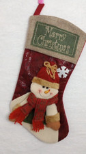 3D Snowman Christmas Stocking Embroidered Merry Christmas 18"
