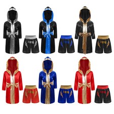Boys Outfit Cosplay Sets Comfortable Suit Smooth Robe Satin Costume Color Block