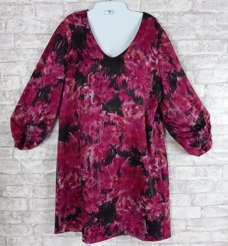Kenneth Cole Floral Shift Dress Large Dark Fushia Classic Event Cocktails