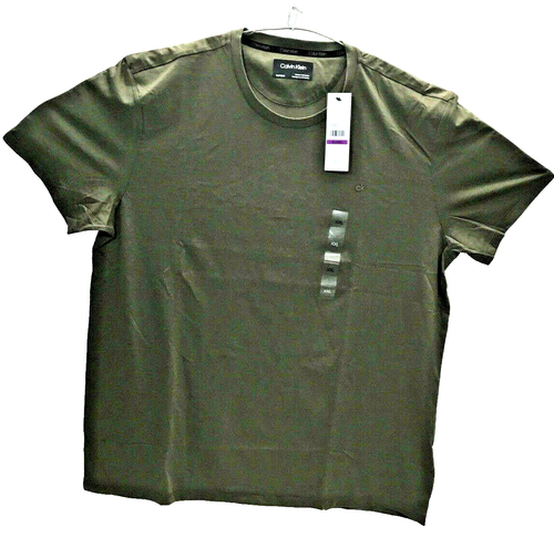 Calvin Klein Men's Crew-Neck Short Sleeve Cotton T-Shirt, Olive, 2XL