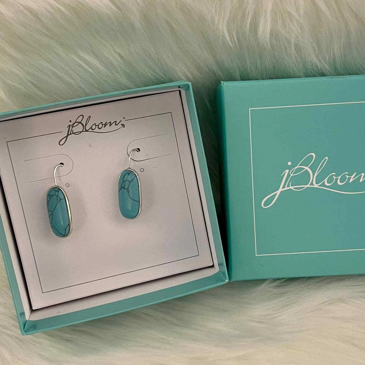 NIB jBloom Cove Earrings Marbled Turquoise Nickel Safe