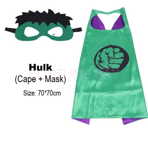 Kids PJ Superhero Cape & Mask Set Boy Girl Superman Spiderman Halloween Costume - Picture 13 of 22