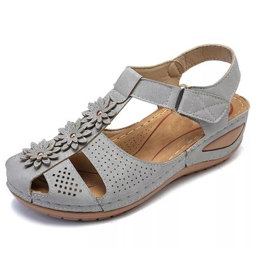 Sandalias de cuña para mujer cómodas puntera cerrada mulas zapatillas de verano zapatos planos talla grande - Imagen 25 de 30