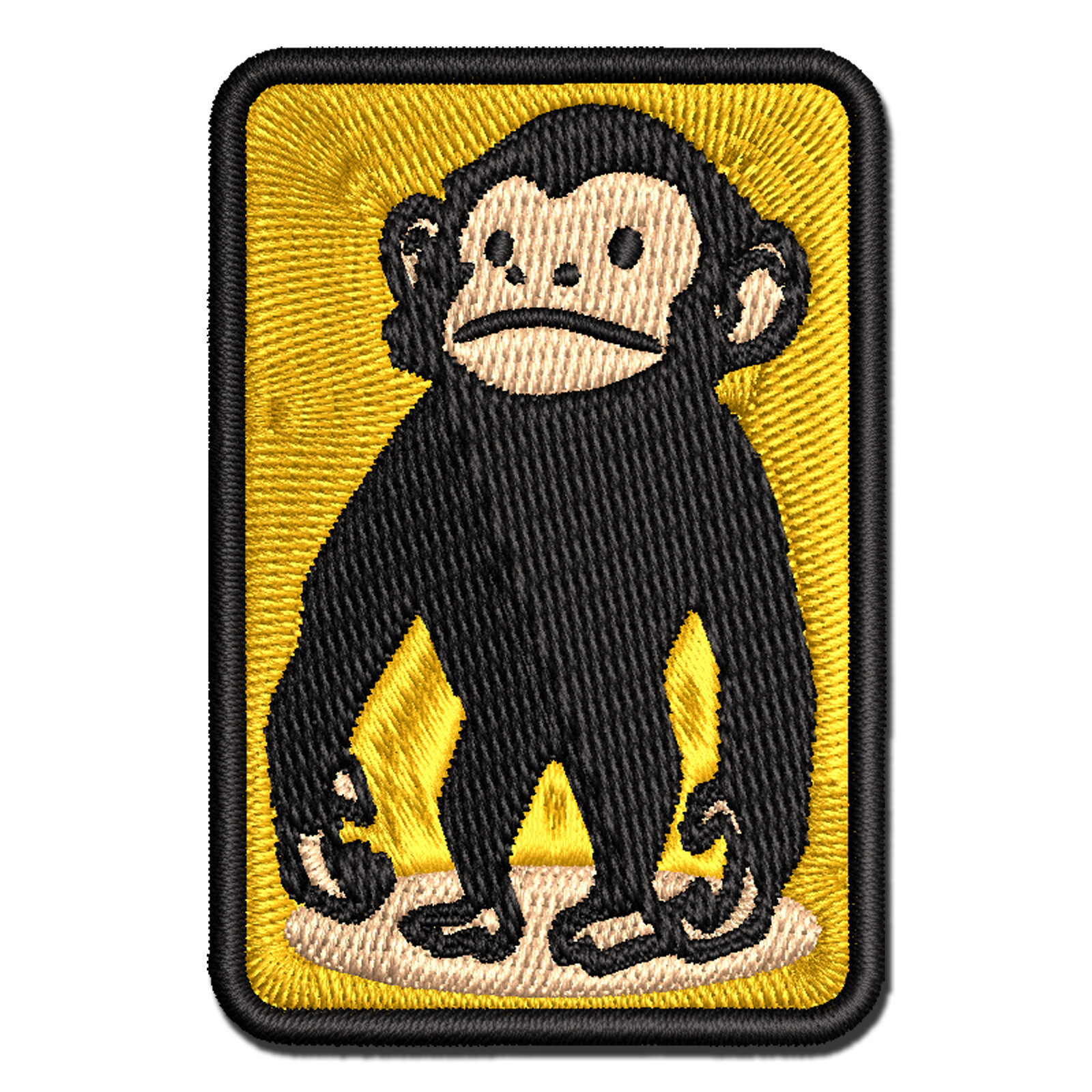 Standing Stoic Chimpanzee Multi-Color Embroidered Iron-On Patch for Apparel