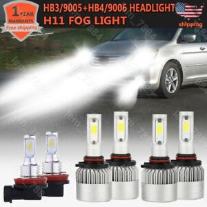 6X 9005&9006 LED Headlight Bulbs H11 Fog Light Kit For Honda Odyssey 2005-2010