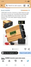 1500 Watt Inverter 12V DC to 110V/120V AC, Pure Sine Wave Inverter for Truck/RV/