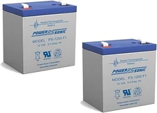 Power-Sonic PS-1250F1 12V 5Ah F1 AGM Rechargeable Battery - 2 Pack